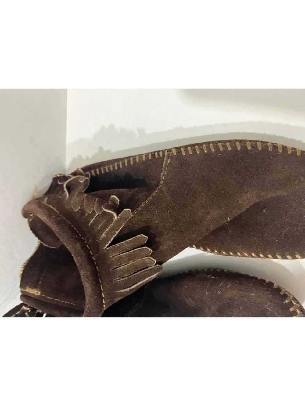 Unbranded Moccasin Brown Suede Leather Fringe Ankel Zipper Booties Women Girl